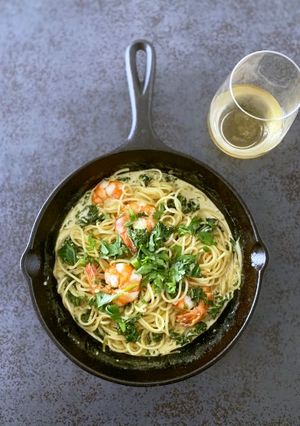 エビとケールのクリームカレースパゲッティ-レシピのメイン写真