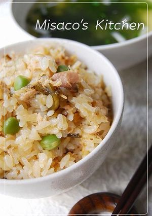 ツナとなめたけと塩昆布の炊き込みご飯-レシピのメイン写真