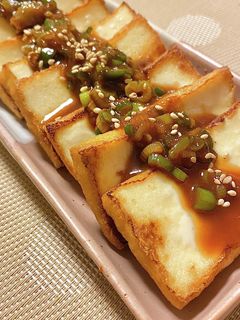 焼き厚揚げのねぎ味噌かけ*+-レシピのメイン写真