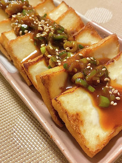 焼き厚揚げのねぎ味噌かけ*+-レシピのメイン写真
