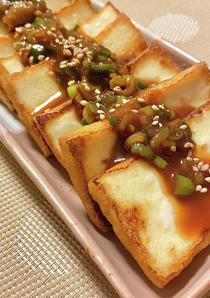 焼き厚揚げのねぎ味噌かけ*+-レシピのメイン写真