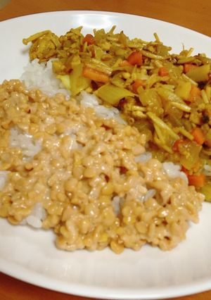 簡単♡手作りドライカレー&納豆の2色丼-レシピのメイン写真