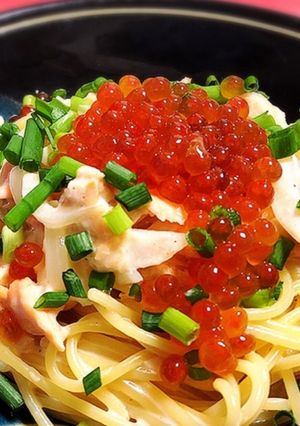 ワンパン鮭といくらのクリームパスタ-レシピのメイン写真
