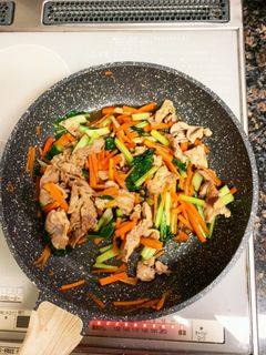 小松菜と豚コマにくの炒め物-レシピのメイン写真