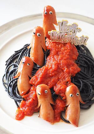 ハロウィン真っ黒イカスミパスタ-レシピのメイン写真