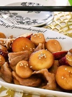 さつまいもとエリンギと豚肉の甘辛炒め-レシピのメイン写真