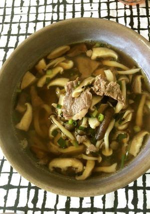 きのこたっぷり肉うどん-レシピのメイン写真