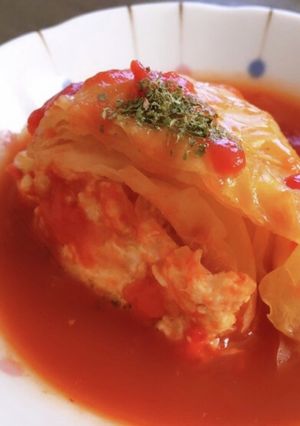 炊飯器で☆鶏ひきと豆腐のオープンキャベツ-レシピのメイン写真