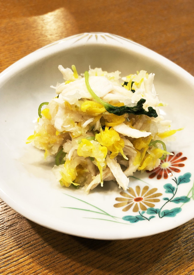 鶏ささみと菊の花の和え物-レシピのメイン写真