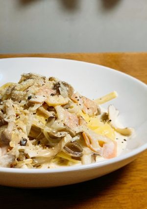 きのことハムのクリームパスタ-レシピのメイン写真