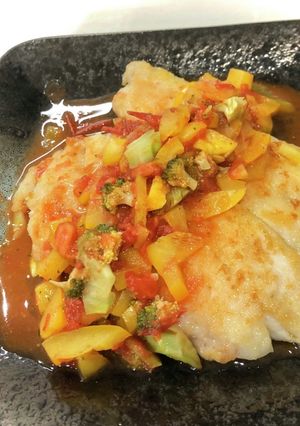 鯛のムニエルトマトソースがけ-レシピのメイン写真