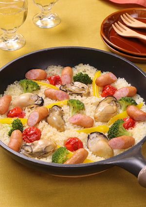 香薫ウインナーと牡蠣のパエリア-レシピのメイン写真