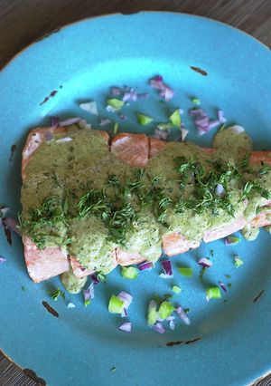 サーモンwith クリーム麹ペストソース-レシピのメイン写真