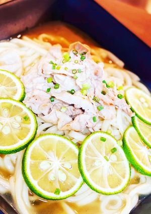 旬の味！豚しゃぶのカボスバターうどん-レシピのメイン写真