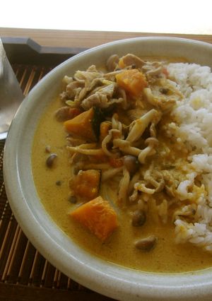 激旨!かぼちゃとしめじのグリーンカレー-レシピのメイン写真