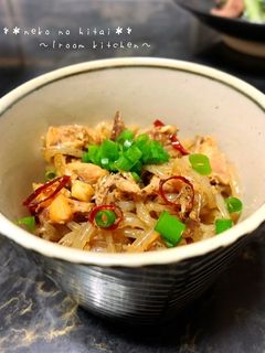 鯖缶と糸こんにゃくの甘辛ガーリック炒め-レシピのメイン写真