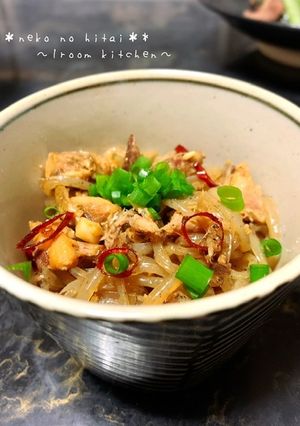 鯖缶と糸こんにゃくの甘辛ガーリック炒め-レシピのメイン写真