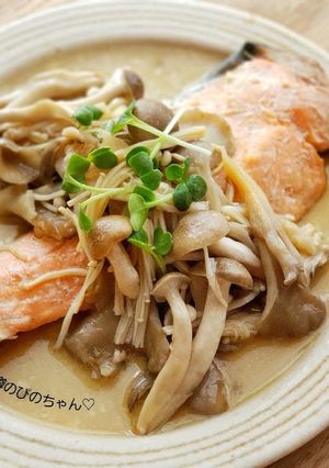 レンジで♪きのこたっぷりバタぽん鮭ソテー-レシピのメイン写真