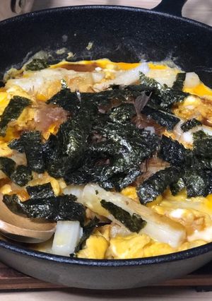 山芋と卵の鉄板焼きワサビ醤油で。-レシピのメイン写真