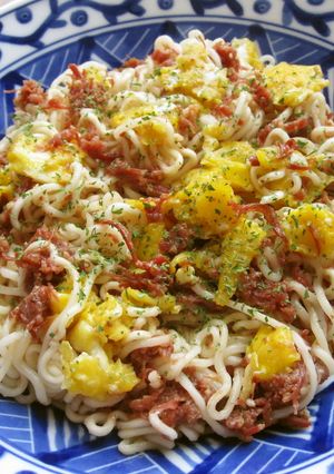 卵とコンビーフで焼き塩ラーメン-レシピのメイン写真