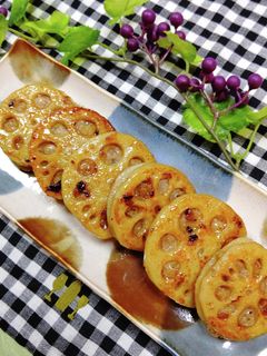れんこんの豚ひき肉の挟み焼き-レシピのメイン写真
