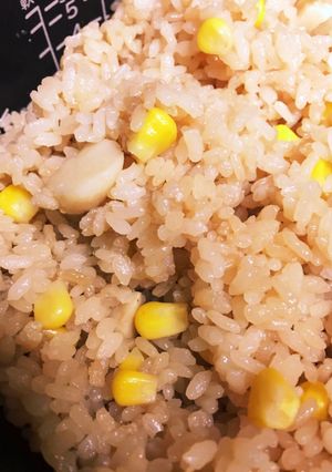 コーンとホタテの炊き込みご飯-レシピのメイン写真