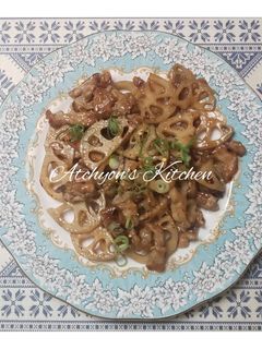 簡単!ほっこり蓮根と豚肉の甘辛炒め-レシピのメイン写真