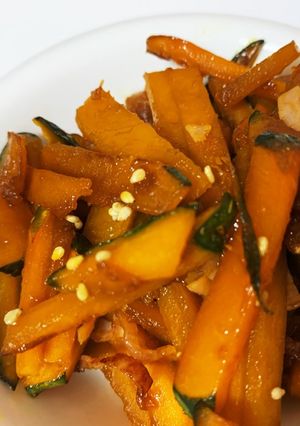 秋に食べたいきんぴらかぼちゃハム入り-レシピのメイン写真