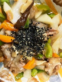 全てレンジ梅ポン炒め味青椒肉絲風-レシピのメイン写真
