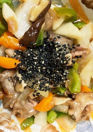 全てレンジ梅ポン炒め味青椒肉絲風-レシピのメイン写真