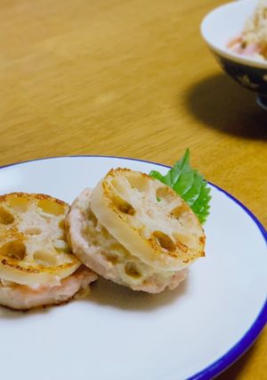 蓮根のはさみ焼きinハムパテ♡-レシピのメイン写真