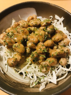 毎日の納豆●キャベツの千切りサラダと-レシピのメイン写真