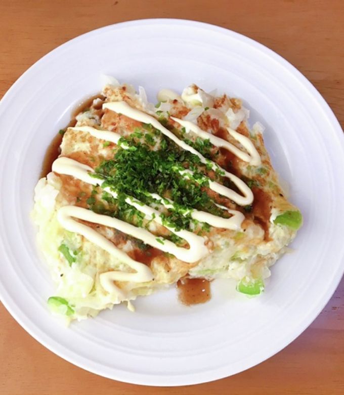 卵白・余物消費に！白いお好み焼き風卵焼き-レシピのメイン写真