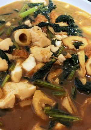 小松菜とお豆腐とちくわの味噌煮-レシピのメイン写真