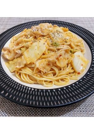 ぶたキムカルボナーラ♡-レシピのメイン写真