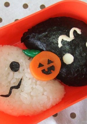 キャラ弁✿ハロウィン♡♡モノクロお化け-レシピのメイン写真