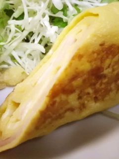 フライパンでベーコン入り卵焼き-レシピのメイン写真