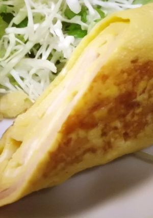 フライパンでベーコン入り卵焼き-レシピのメイン写真