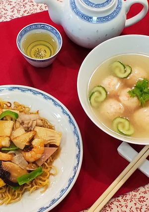 中華あんかけ焼きそばとえびたまスープ-レシピのメイン写真
