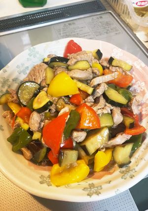 たっぷり夏野菜と豚肉の甘酢照り焼き-レシピのメイン写真