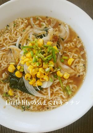 生玉ねぎとわかめとコーンのラーメン-レシピのメイン写真