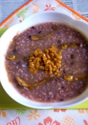 はくばくの五穀おかゆ＋納豆＆豆あじの燻製-レシピのメイン写真