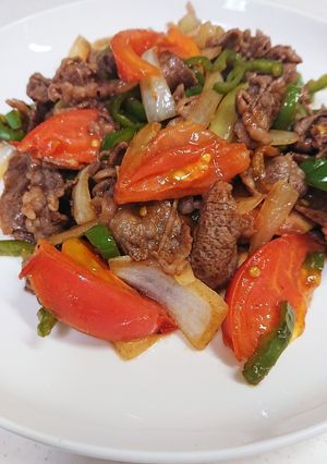油少なめ☆牛肉とトマトの甘酢炒め-レシピのメイン写真