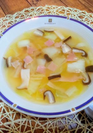 ハムと秋の茸の白菜スープ-レシピのメイン写真