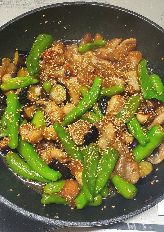 ししとうと鶏皮の甘辛味噌炒め！-レシピのメイン写真
