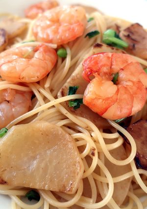 簡単！カブと海老の麺つゆパスタ-レシピのメイン写真