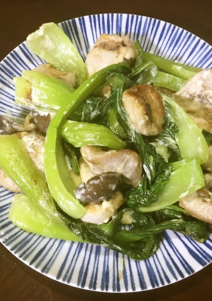 鮭の白子と青梗菜のマヨネーズ炒め-レシピのメイン写真