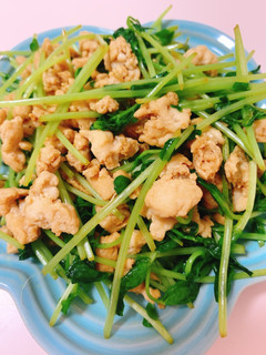 豆苗と鶏ひき肉の和風炒め-レシピのメイン写真