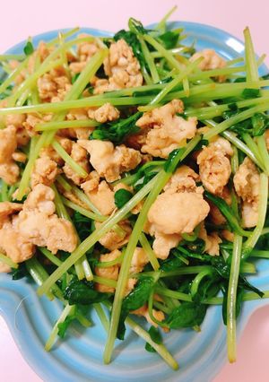 豆苗と鶏ひき肉の和風炒め-レシピのメイン写真