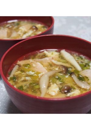 ハムときのこのかきたま中華スープ-レシピのメイン写真